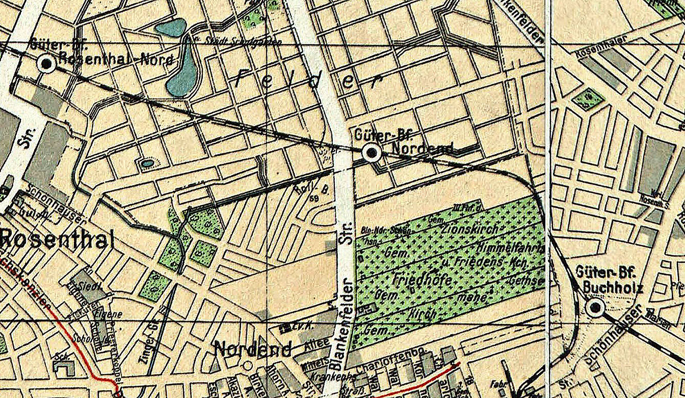 Nordend und Umgebung in einem Stadtplan Berlin von 1925. Archiv ITF.de